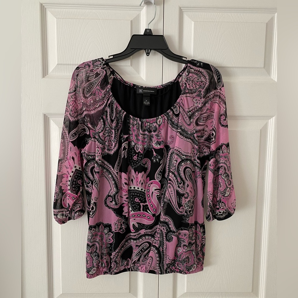 INC Pink Paisley top Medium